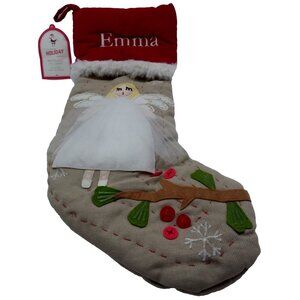 Pottery Barn Kids Emma Angel Woodland Christmas Holiday Stocking Quilted Xmas